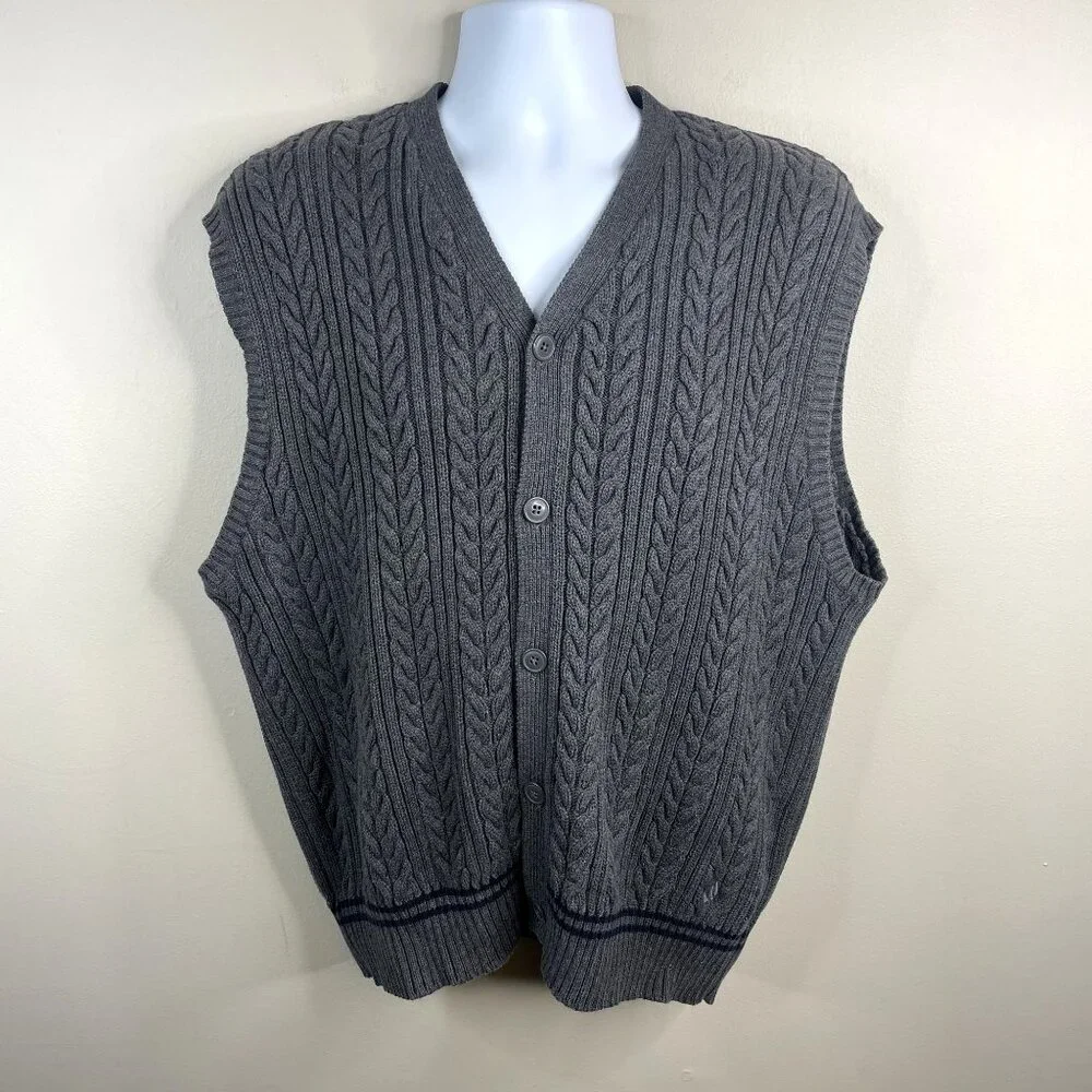 Vintage Heritage Preppy Cable Knit Sweater Vest XLarge Chunky Old Money Indie